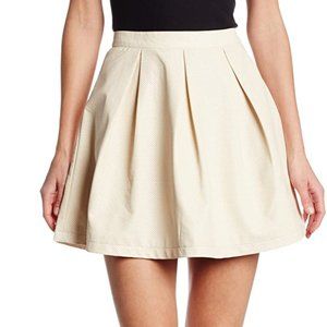French Connection Albany Perforated Circle Skater Skirt Nude Cream Beige S 6 NWT